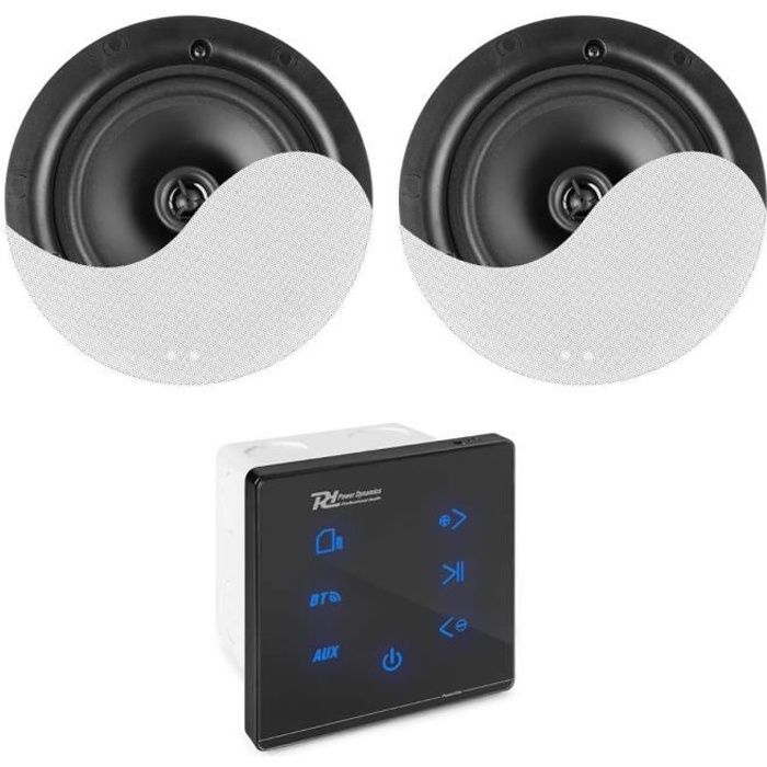Ampli mural Power Dynamics Powerline A50BSET avec enceintes de plafond et Bluetooth