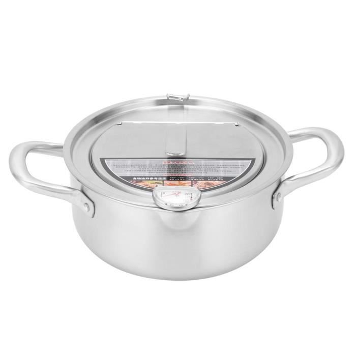 Friteuse Acier Inoxydable 2L Avec Thermomètre - Pour Gaz, Induction, électrique - Style Japonais, Vidange D'huile - 11