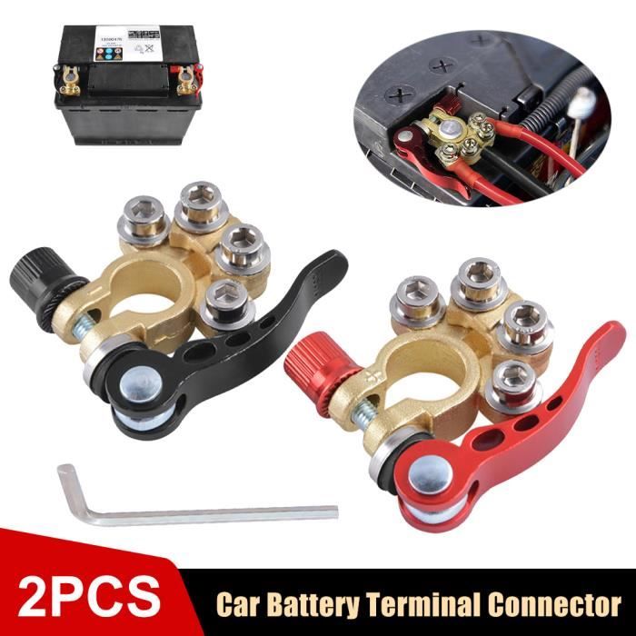 2 Pcs Connecteurs Borne de Batterie Cosses Batterie Positive Et Négative  Pinces de Bornes de Batterie à DéGagement Rapide 12V - Cdiscount Auto
