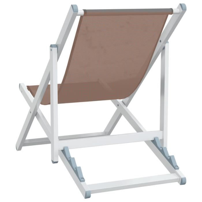 Chaise de plage - SALALIS - Pliantes 2 pcs - Aluminium - Textilène - Marron