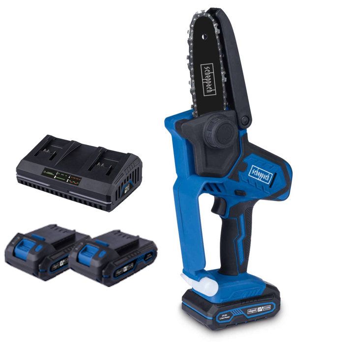 Pack Scie de jardin sans fil C-PS100-X - Longueur coupe 127 mm - SCHEPPACH 20V IXES 2 batteries 2Ah + chargeur 2.4A