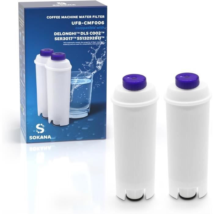 SOKANA 2 Filtre à Eau DLSC002 Filtre DeLonghi Compatible avec Cafetiere DeLonghi Magnifica S
