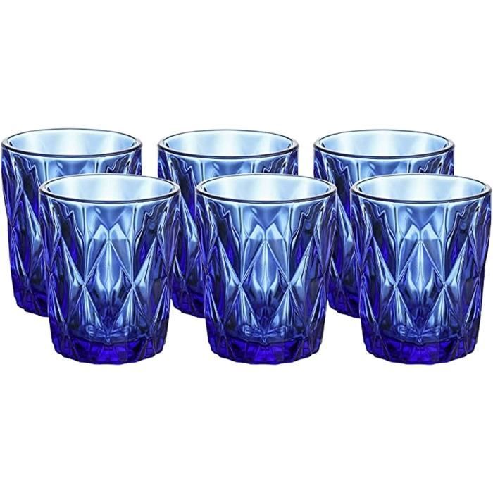 Ensemble 6 Verres à Eau Vintage 250ml - Verre Couleur Solide Sans Plomb Lavable Au Lave-Vaisselle