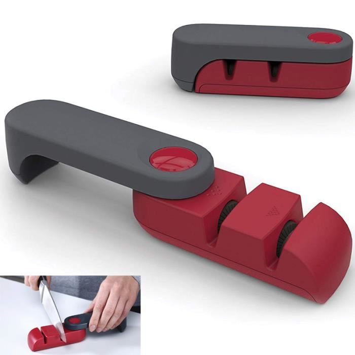 Joseph Joseph Rota - Aiguiseur à Couteaux Compact Rotatif Gris Et Rouge