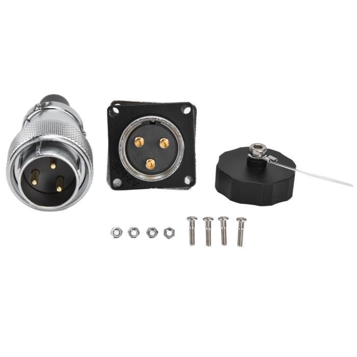 Connecteur Étanche D'Aviation WS28 4 Broches (Mâle + Femelle) - 25A 500V - Pour Montage En Paroi