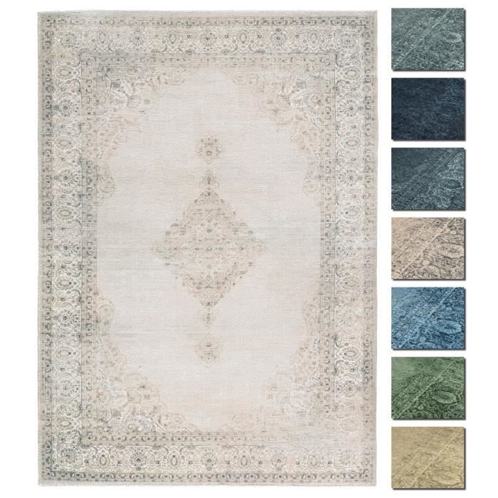 Vintage Tapis Salon Poils Courts  Sable 195 X 280
