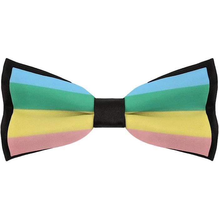 Runmeihe Lot De 3 Noeuds Papillon LGBTQ Arc-en-Ciel Réglables – Accessoire Fierté Gay Pride – Taille L