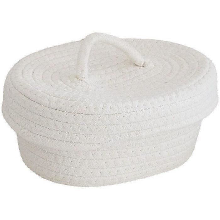 Znvmi Panier De Rangement En Corde De Coton Petit Boîte De Rangement Souple Rond Panier De Stockage Pour Bébé Jouets, Bureau, Décoration Maison - Blanc/ Glands Rose