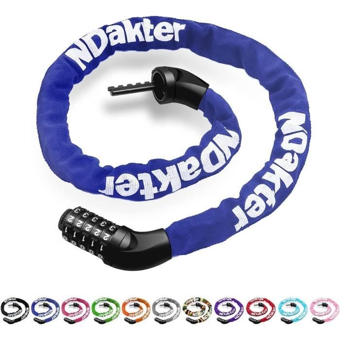 Chaîne Antivol Pour Vélo,130 Cm Antivol Velo,5 Chiffres Codes Réinitialisables Chaîne Cadenas