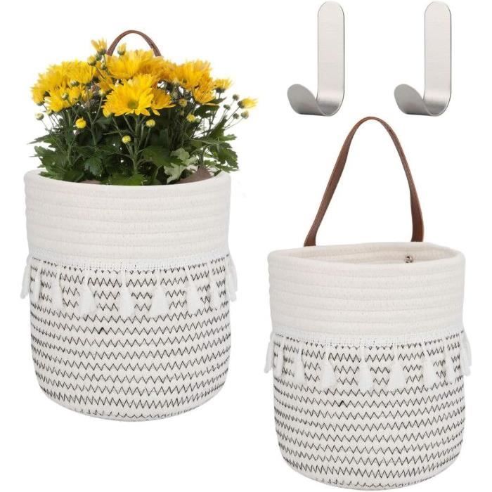 Panier Suspendu CIYODO Pour Plantes - Support Mural Métal Noir Design Creux Pour Intérieur Extérieur Balcon Et Jardin