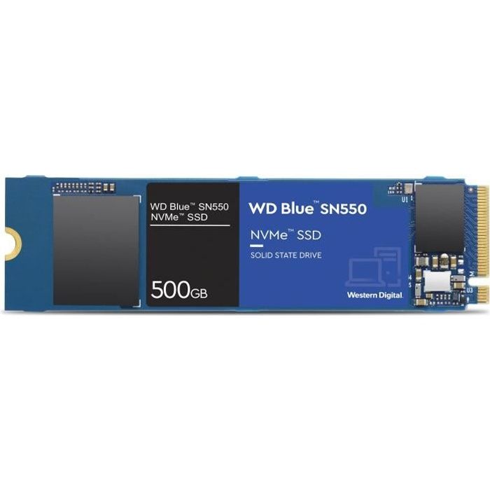 Vente Disque SSD WD Blue™ - Disque SSD Interne - SN550 - 500Go - M.2 NVMe (WDS500G2B0C) pas cher Vente Disque SSD WD Blue™ - Disque SSD Interne - SN550 - 500Go - M.2 NVMe (WDS500G2B0C) pas cher