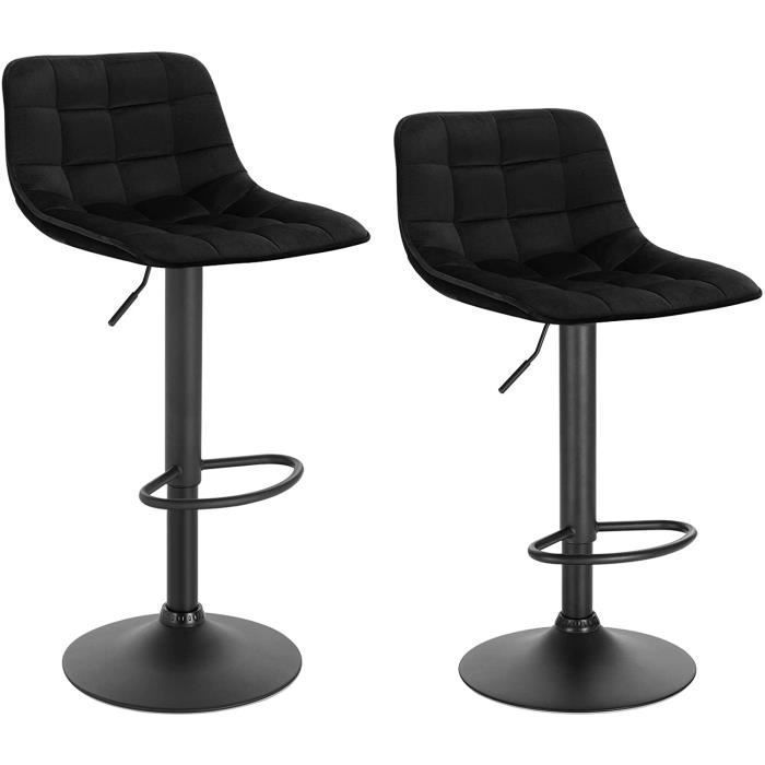 WOLTU 2 X Tabourets de Bar en velours et métal Chaises de comptoir réglable en Hauteur et Rotatif Noir WOLTU 2 X Tabourets de Bar en velours et métal Chaises de comptoir réglable en Hauteur et Rotatif Noir