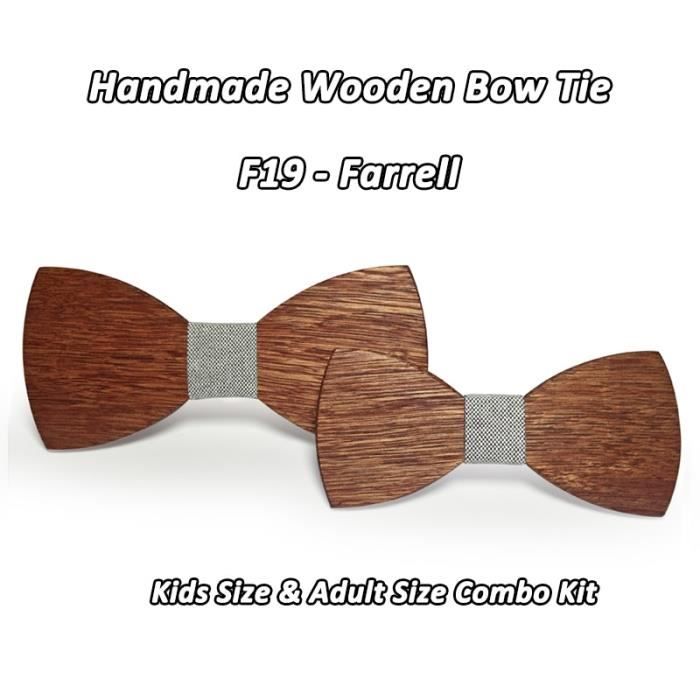 CRAVATE,F19 ComboNœud papillon en bois pour enfants, petite taille