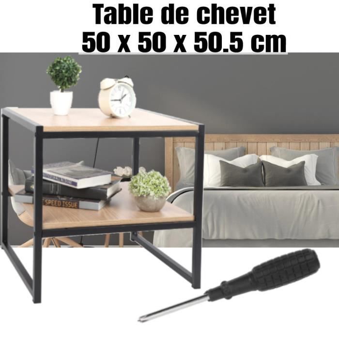 Etagère de rangement 50 x 50 x 50,5 cm avec tuyau de fer enduit de