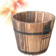 Pots de Fleurs en Bois Whisky Baril Planteur Rond Jardin Fleur Seau Grand Pot de Plante pour Intérieur Extérieur-1