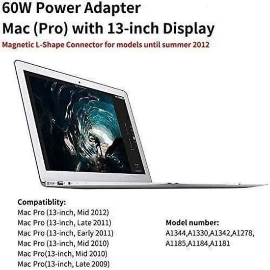 Chargeur Mac Book Pro 60W L-Tip Magnétique Adaptateur D'alimentation Pour Apple Macbook Air Pro 11 13 - Informatique