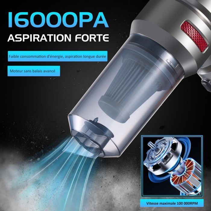 4 IN1 Aspirateur Voiture Puissant sans Fil - 16000PA - Aspirateur à