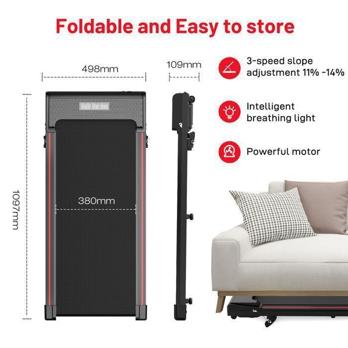Tapis de Course Inclinable 11%-12%-14%-Télécommande-Noir avec rouge ...