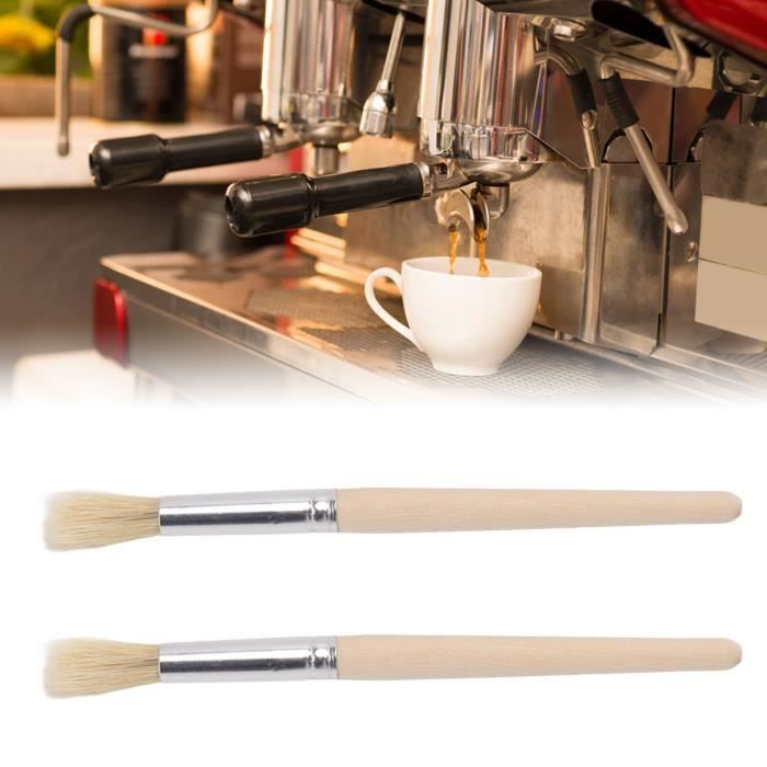 ROM Détail Brosse de nettoyage pour cafetière 2 pièces Machine à café  brosse de nettoyage manche en bois moulin à café brosse de