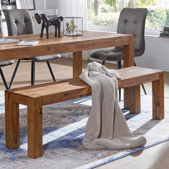 Banc En Bois Massif 110 Cm Blanc | Banc De Cuisine Salle à Manger | Stable Supporte 110 Kg | À Monter Soi-même