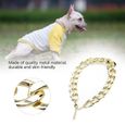 ARAMOX Collier pour animaux de compagnie Mode réglable Pet chat petit chien collier de cravate en métal Cool plaqué or chaîne-2