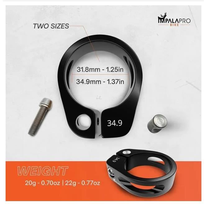 JAONLD 2 Pièces Colliers De Selle Pour Vélo 31,8 Mm Antivol Selle Velo Libération Rapide