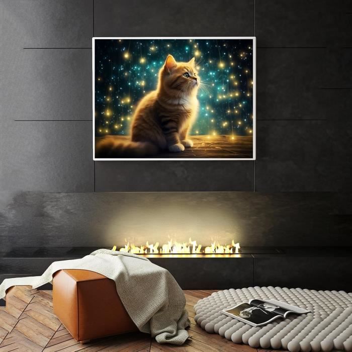 TISHIRON Peinture par numéros de chat DIY pour adultes débutants avec pinceaux et pigments acryliques animaux adultes peinture par numéros kits sur toile peinture à l'huile artisanat pour la maison 40