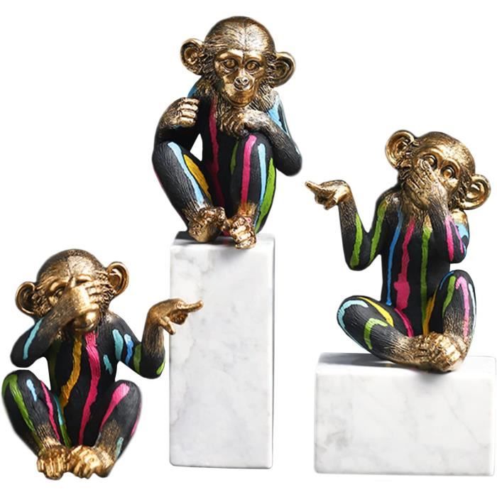 Statue,Statue Decoration Interieur,Singes de la Sagesse Figurine