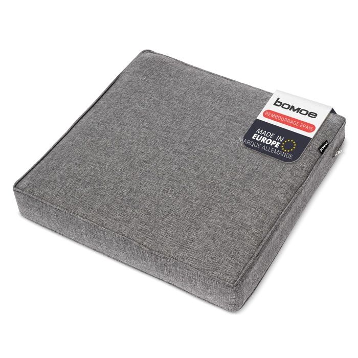 Coussin Jardin Extérieur 70x70cm BOMOE Ilano - Assise Confortable 8cm Épaisseur, Housse Lavable, Protection UV, Anthracite