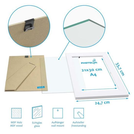 Lot De 5 Cadres Magnétiques A4 En Acrylique Transparent - Double Couche, Avec Colle Pour Fixation Murale