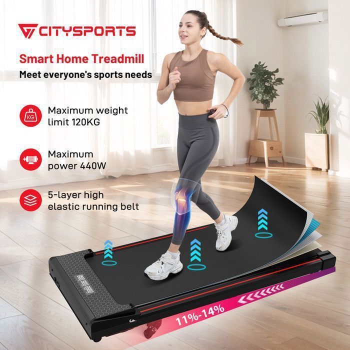 Tapis de Course Inclinable 11%-12%-14%-Télécommande-Noir avec rouge ...