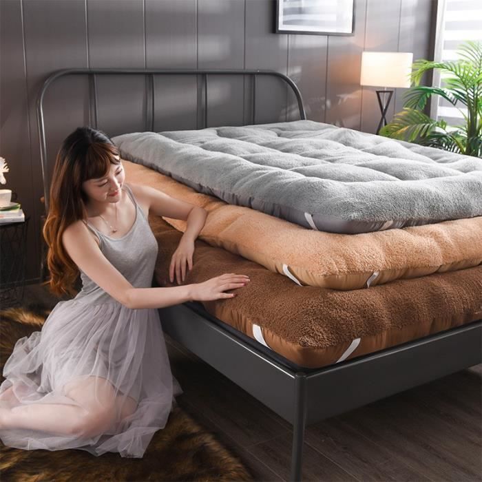 Surmatelas Futon épais 10,2 Cm - 150x200 Cm, Gris, Enroulable, Pour Lit Sol, Canapé, Camping, Rembourrage Polyester