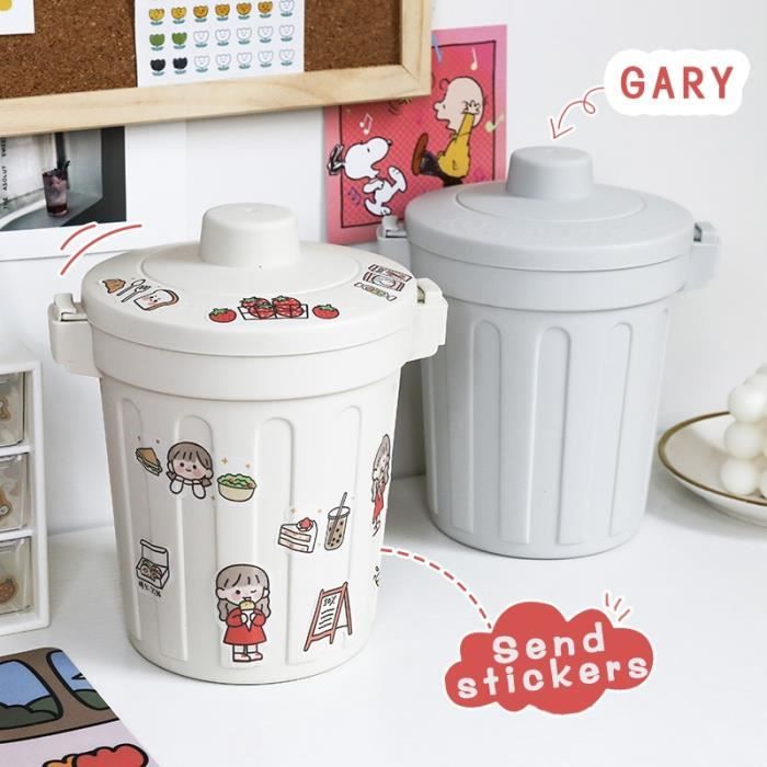 Poubelle,petite poubelle de bureau, boîte de rangement avec couvercle,  porte stylo créatif, pour chambre de fille - Type Light gray