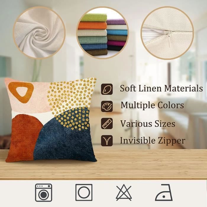 Housses De Coussin Automne PITMT - Lot De 4 Taies 40x40cm Motif Citrouille, Gnomes, Tournesol En Lin | Décoration Canapé, Salon, Chambre