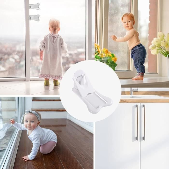 Securite Fenetre Enfant,Adhésive Entrebailleur Fenetre,Bloque Porte Bébé  avec 2 Clés,pour Placard,Tiroir,sans Percer 4PCS - Cdiscount Puériculture &  Eveil bébé