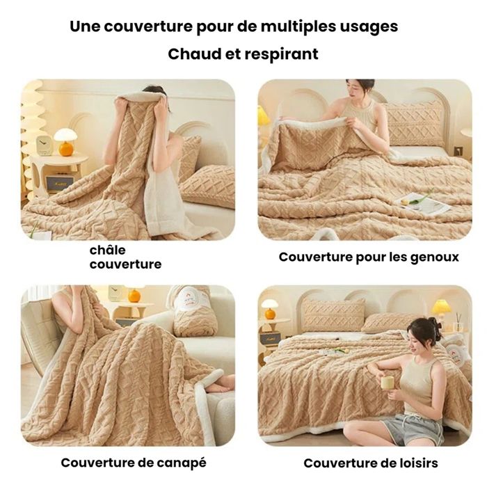 Plaid Microfibre Gaufrée – Bleu Ardoise – 130x150 Cm – Jeté De Canapé
