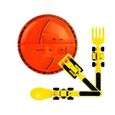 Assiette et couverts pour enfant en forme de chantier Bulldozer - Orange-0