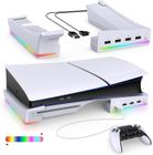 USIFUL Support horizontal pour Playstation 5 Slim Disc&Digital Edition,avec éclairage LED RVB et 4 ports USB, Base Antidérapante