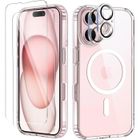 MASSILIA TECH Coque pour iphone 16 et 2 vitres verre trempé - 2x caméra compatible magsafe magnétique transparent