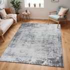 LIVABLISS Tapis de Salon à Poils Courts Doux Abstrait Moderne MILENA 120x170cm Gris/Blanc