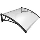 VOUNOT® Marquise auvent de porte d'entrée 120x80cm - Polycarbonate transparent - Anti-UV - Noir