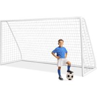 COSTWAY But de Football 365x120x182 cm-Cadre en PVC-Filet PE Imperméable-6 Piquets de Sol-Assemblage en 15 minutes-Enfants,Adultes