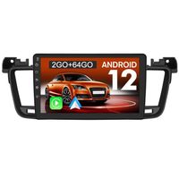 Junsun Autoradio Android 12 2Go+64Go pour Peugeot 508 (2012-2016) avec 9'' Écran Tactile Carplay Android Auto GPS Wi-FI
