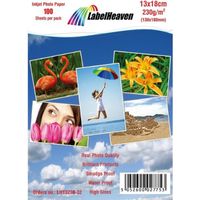 LabelHeaven - 100 Feuilles Papier Photo 13x18 cm (130x180mm) Premium Haute Brillance 230g