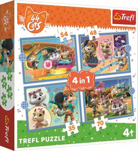 PUZZLE Tréfl - 44 Cats, Le Gang des Félins - Puzzle 4en1,