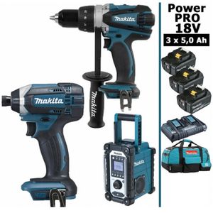 PACK DE MACHINES OUTIL Pack Power PRO Makita 18V: Perceuse 91Nm DDF458 + 
