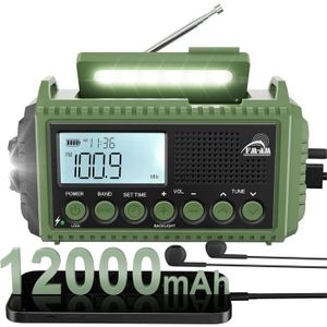 Radio Solaire Portable, Radio d'urgence, AM-FM Radio à Manivelle, 4000