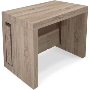 Table, Console de salle à manger extensible avec rallonges jusqu'à 239 cm,  couleur chêne, Dimensions fermé : 90x53,6x74,6 cm de hauteur.