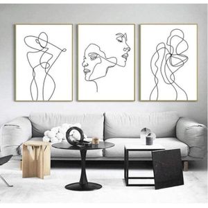 3 Posters Abstrait Noir et Blanc Dame Ligne 20x30cm Tableaux Amoureux Toile  Peinture Art Figure Corps Salon Décor sans Cadre - Cdiscount Maison