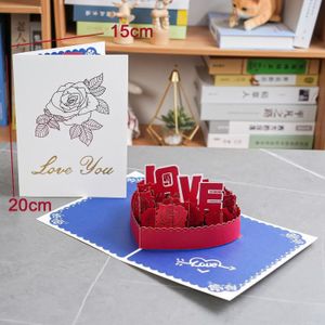 FAIRE-PART - INVITATION Faire-part - invitation,Carte de vœux Pop-Up en 3D pour couple,carte d'amour pour la saint-valentin,anniversaire- Rose love[D]